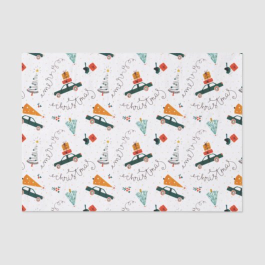  feestdagen met groene winterbomen tissuepapier (Voorkant)