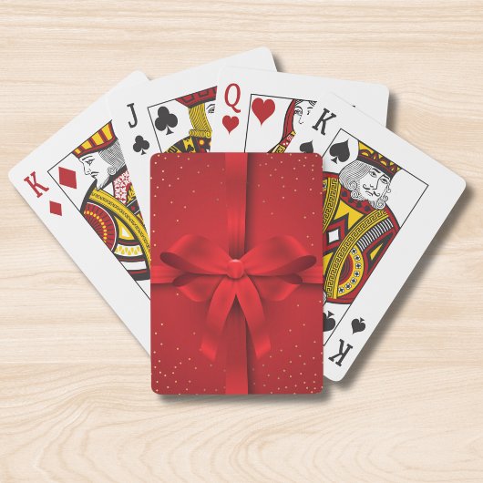 Feestdagen met kerstcadeaus voor Big Red Bow Pokerkaarten