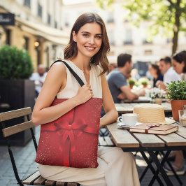 Feestdagen met kerstcadeaus voor Big Red Bow Tote Bag