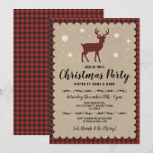 Feestdagen met kerstfeest Deer Snowflake Red Check Kaart (Voorkant / Achterkant)