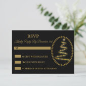 Feestdagen met kerstgouden bomen RSVP kaartje (Staand voorkant)