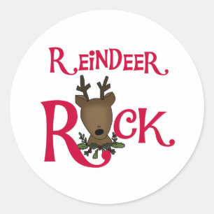 Feestdagen met Kerstmis van Reindeer Rock Ronde Sticker