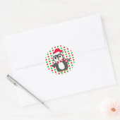 Feestdagen met kerstpinguïn ronde sticker (Envelop)