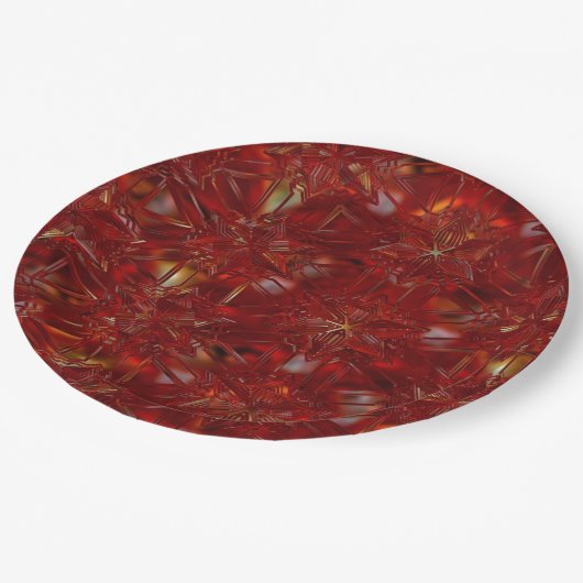 Feestdagen met kerstrode patroonluxe papieren bordje (Gekanteld)