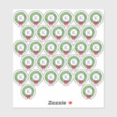 Feestdagen met rode boe monogram envelop sticker (Vel)