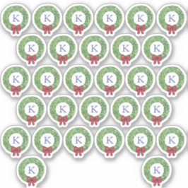 Feestdagen met rode boe monogram envelop sticker