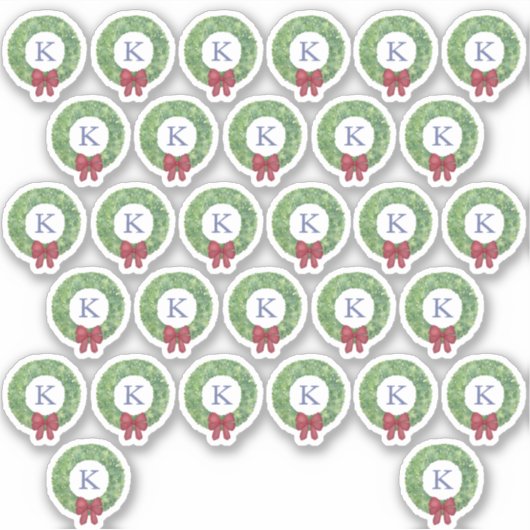 Feestdagen met rode boe monogram envelop sticker (Voorkant)