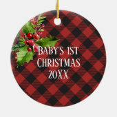 Feestdagen met rode en zwarte buffels Foto Keramisch Ornament (Achterkant)