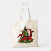 Feestdagen met rode rendiergroene kerstbomen tote bag (Achterkant)