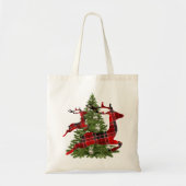 Feestdagen met rode rendiergroene kerstbomen tote bag (Voorkant)