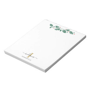 Feestdagen Monogram Scriptnaam Botanisch Notitieblok