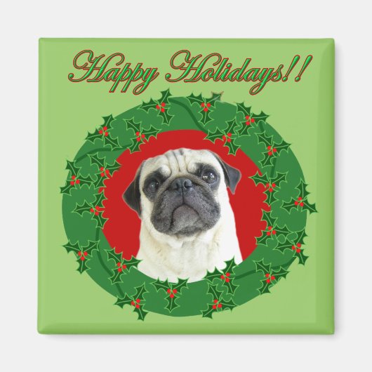Feestdagen pugmagneet magneet (Voorkant)