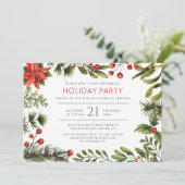 Feestdagen Red Berries Corporate Christmas Party Kaart (Staand voorkant)