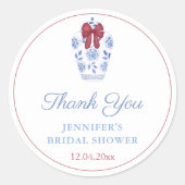 Feestdagen Red Bow Ginger Jar Bedankt Favor Ronde Sticker (Voorkant)