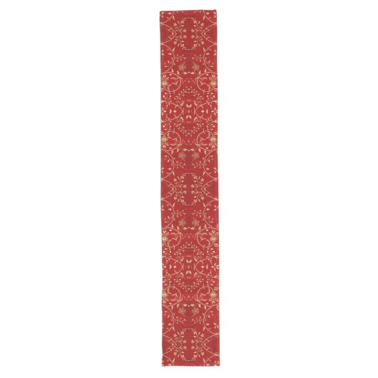Feestdagen Red Gold French Embroidery Table Runner Lange Tafelloper (Voorkant)