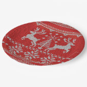 Feestdagen Red Knit Ugly KerstSweater Ho Deer Papieren Bordje (Gekanteld)