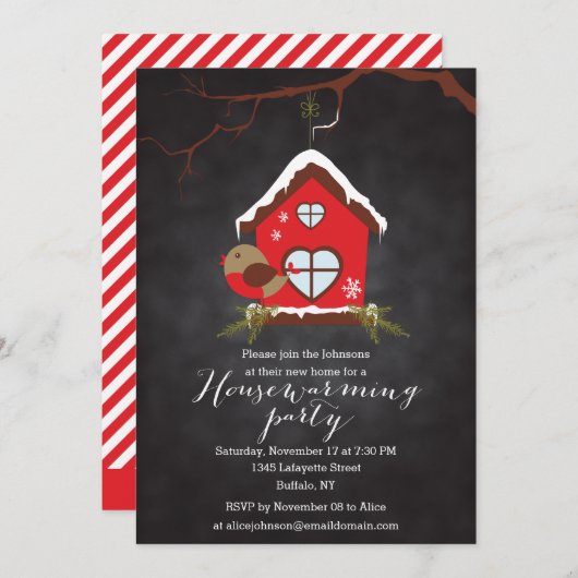 Feestdagen Robin Housewarming Party Kaart (Voorkant / Achterkant)
