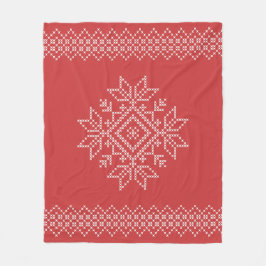 Feestdagen rode sneeuwvlok kruis fleece deken