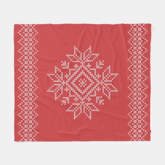 Feestdagen rode sneeuwvlok kruis fleece deken (Voorkant (Horizontaal))