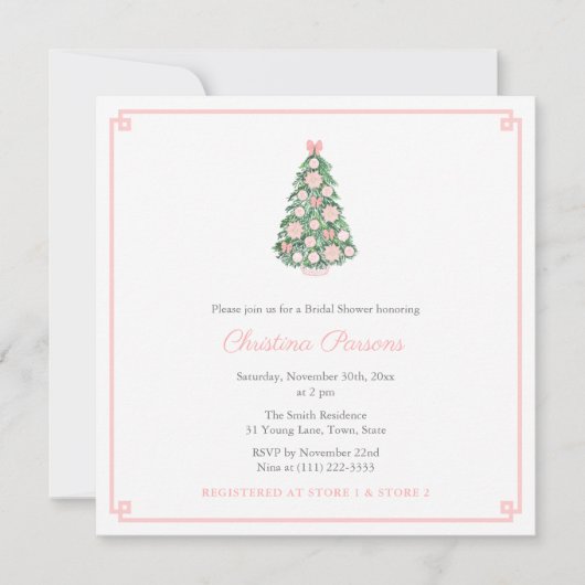 Feestdagen Roze Groene Chinoiserie Trouwdouche Kaart (Voorkant)