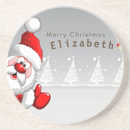 Feestdagen...Santa Claus Zandsteen Onderzetter (Voorkant)