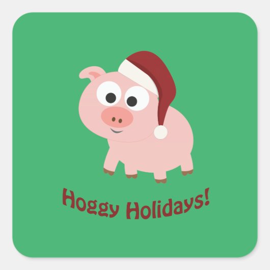Feestdagen! Santa Pig Vierkante Sticker (Voorkant)