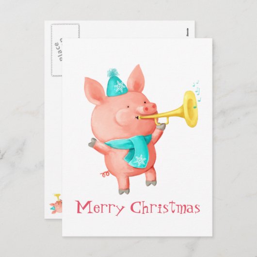 Feestdagen Schattige varken (Voorkant / Achterkant)