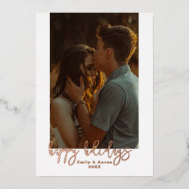 Feestdagen Script Simple Photo Folie Holiday Kaart