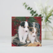 Feestdagen Shetland Sheepdog Puppies Feestdagenkaart (Staand voorkant)