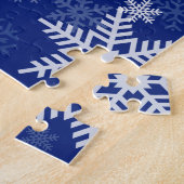 Feestdagen Sneeuwvlokken Navy Blue voor iedereen Legpuzzel (Zijkant)