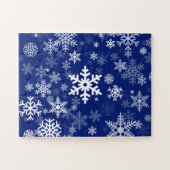Feestdagen Sneeuwvlokken Navy Blue voor iedereen Legpuzzel (Horizontaal)