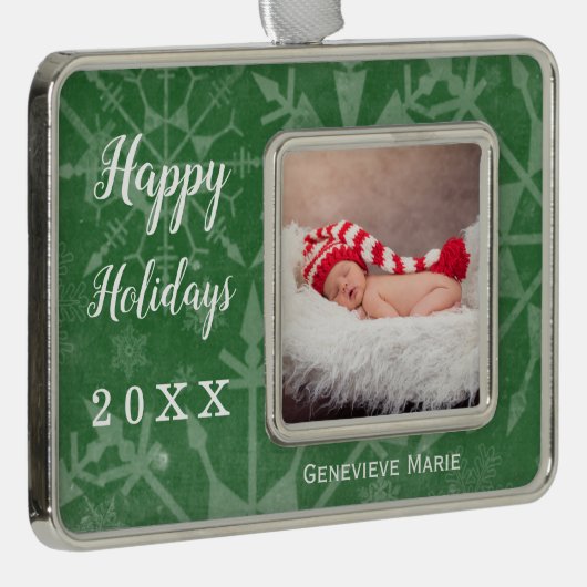 Feestdagen Snowflake Keepomwille Jaar Foto Verzilverd Omlijst Ornament (Rechts)