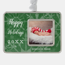 Feestdagen Snowflake Keepomwille Jaar Foto Verzilverd Omlijst Ornament