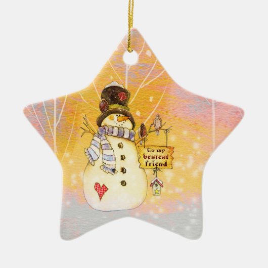 Feestdagen - Snowman in Star Ornament (Voorkant)