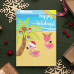 Feestdagen Tropisch strand Flamingo Christmas Briefkaart<br><div class="desc">Dit ontwerp werd gecreeerd door digitale kunst. Het kan worden gepersonaliseerd door de aanpassingsknoop te klikken en de foto, de kleur te veranderen, een naam, initialen of uw favoriete woorden toe te voegen. Neem contact met me op colorflowcreations@gmail.com als je dit ontwerp op een ander product wilt gebruiken. Koop mijn...</div>