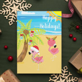 Feestdagen Tropisch strand Flamingo Christmas Briefkaart