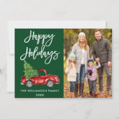 Feestdagen Truck Foto groen penseel Script Feestdagenkaart (Voorkant)