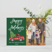 Feestdagen Truck Foto groen penseel Script Feestdagenkaart (Staand voorkant)