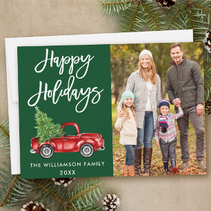 Feestdagen  Truck Foto groen penseel Script Feestdagenkaart