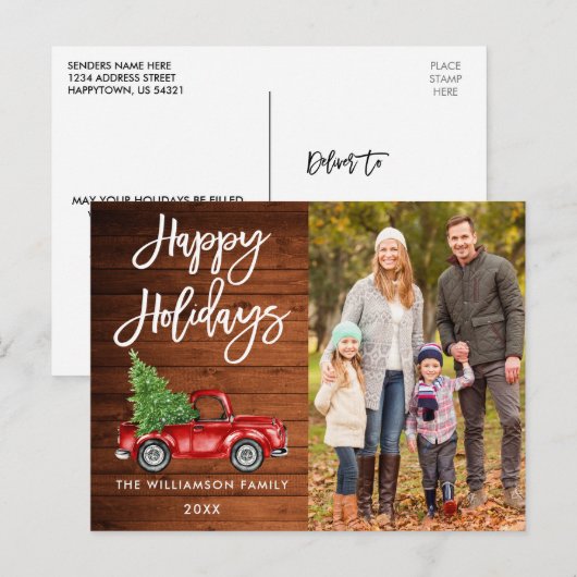 Feestdagen van de Truck Photo van het Manuscript v Briefkaart (Voorkant / Achterkant)