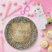 Feestdagen van Leopard Print Gold Faux-Folie Papieren Bordje (Feest)