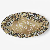 Feestdagen van Leopard Print Gold Faux-Folie Papieren Bordje (Gekanteld)