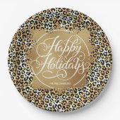 Feestdagen van Leopard Print Gold Faux-Folie Papieren Bordje (Voorkant)