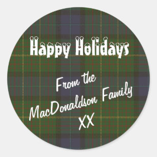 Feestdagen voor groene tartan-pleisters ronde sticker