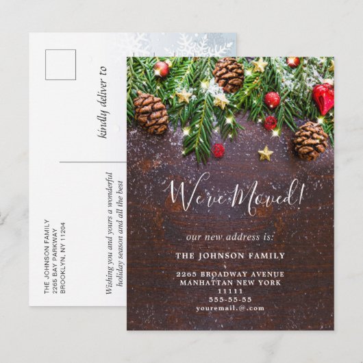 Feestdagen voor het aanpassen van het adres Kerstm Aankondigingskaart (Voorkant / Achterkant)