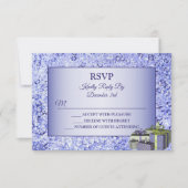 Feestdagen voor kerstcadeautjes blauw kristal RSVP kaartje (Voorkant)