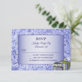 Feestdagen voor kerstcadeautjes blauw kristal RSVP kaartje (Staand voorkant)
