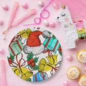 Feestdagen voor kerstcadeautjes Roodkerstkerstkers Papieren Bordje (Feest)