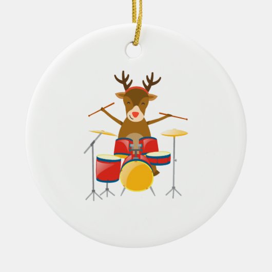 Feestdagen voor kerstdrummer rendierdrumset keramisch ornament (Voorkant)