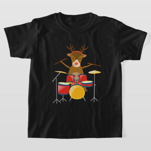 Feestdagen voor kerstdrummer rendierdrumset t-shirt (Laagn)